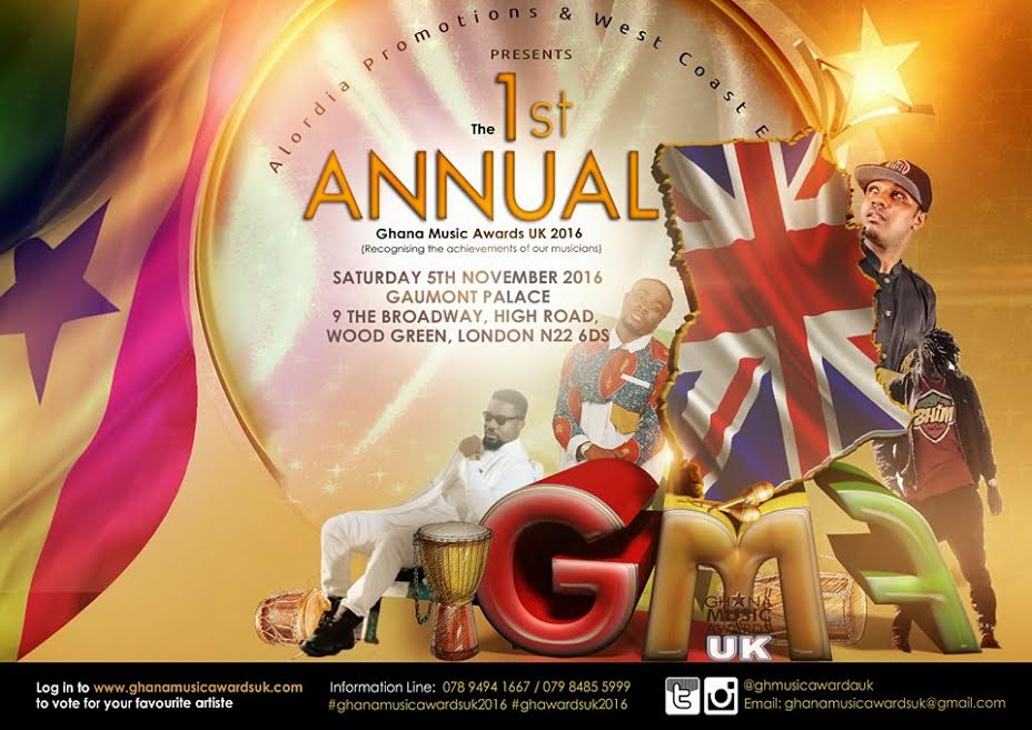 1st Ghana Music Awards UK Nominations 2016 | See the Full List of Nominees