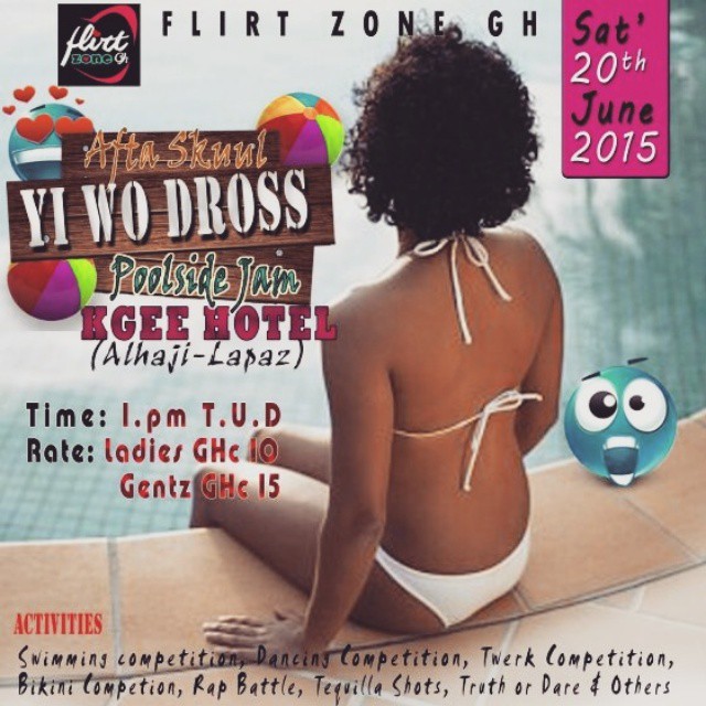 #EVENT: 'Yi Wo Dross' Poolside Jam 20th June, 2015