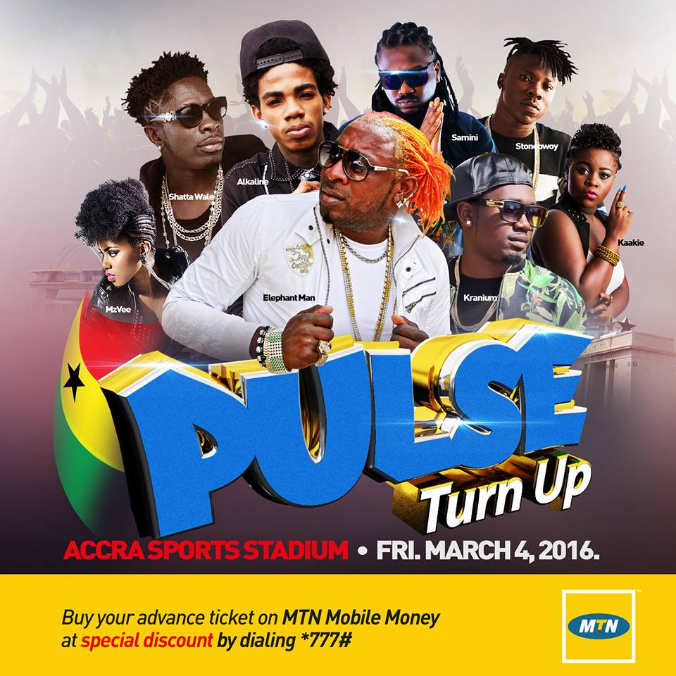 Jamaica’s biggest- Alkaline, Elephant Man, Kranium Meet Ghana’s Very Best In #PulseTurnUp Concert, March 4, Accra Stadium 