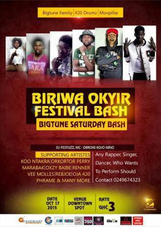 EVENT: Koo Ntakra, Orkortor Perry, Phrame & Others for Biriwa Festival on Oct. 17th
